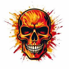 Vector skull engulfed in fiery flames, perfect for badass biker and heavy metal apparel and designs.