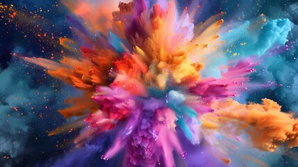 Vibrant explosions of multicolor bursting forth from a solid canvas, creating a dazzling display of light and color