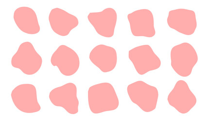 15 Modern Soft pink liquid irregular blob shapes abstract. elements graphic flat style. fluid design illustration stock
