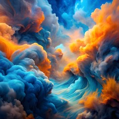 abstract blue and orange cloud