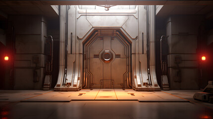 Digital sci-fi door surreal abstract poster background