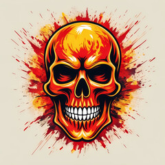 Vector skull engulfed in fiery flames, perfect for badass biker and heavy metal apparel and designs.