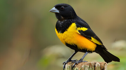 Obraz premium Black and yellow bird Icterus, generative Ai