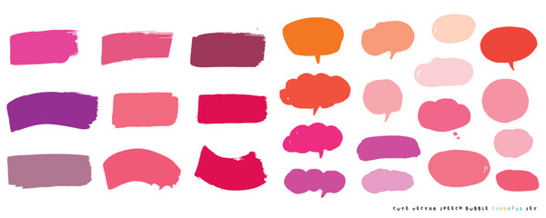 Cute vector speech bubble colorful set,Hand drawn set of speech bubbles with handwritten for book ,card, business, poster design. Vector illustration design for fashion fabrics, textile graphics