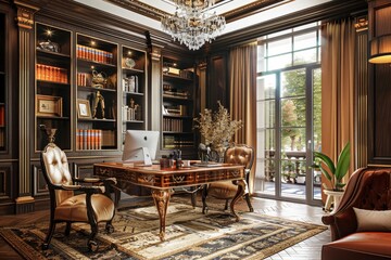 Fototapeta premium Classical Office Workspace Interior