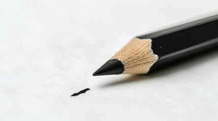 Black color pencil with outline to endpoint on a white background, generative Ai