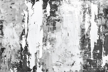 Black and white grunge texture with peeling paint, torn paper, distressed wall background vector presentation design. Created with Ai 