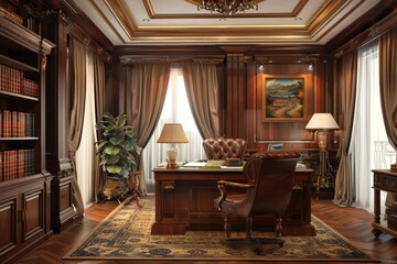 Fototapeta premium Classical Office Workspace Interior