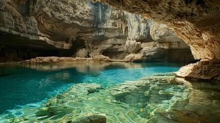 The pool is hidden within a cavern deep underground creating a sense of mystery and wonder for those who happen upon it.