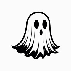 Black and white illustration of a ghost
