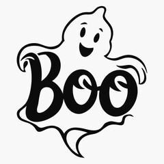 Boo ghost, cartoon vector illustration