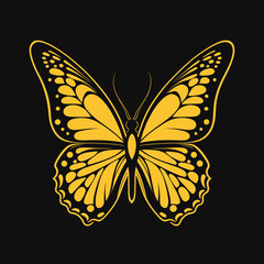 Yellow butterfly on black