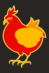 Hen, cartoon illustration isolated on black