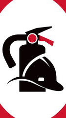 Logo design with a helmet and extinguisher 