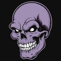 Vector illustration of a skull on black