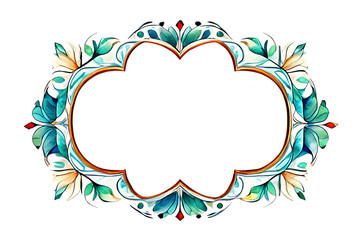 Obraz premium Beautiful picture frame decorated with flowers arranged in a decorative pattern around the edge of the frame. Create colorful borders on a white background.
