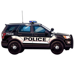Police SUV Cartoon No Background White