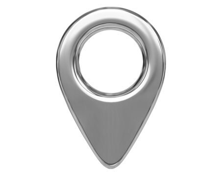 3d metal map location pointer. Pin code icon of the geolocation map. Stock vector illustration on isolated background.
