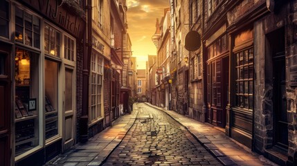 Fototapeta premium Old town street in a quiet city