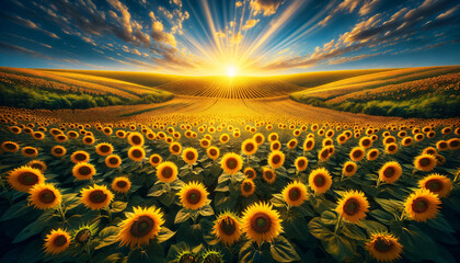 Golden Horizon: A Sea of Sunflowers