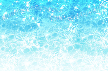 Fototapeta premium 音符と煌めく水面の背景 