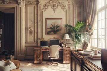 Classical Office Workspace Interior