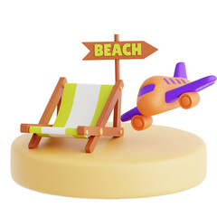 Beach Chair and Plane 3d icon