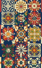 2d vector illustrator colorful vintage Seamless hi res Portuguese tiles Artwork
