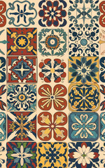 2d vector illustrator colorful vintage Seamless hi res Portuguese tiles Artwork
