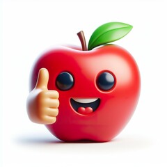 3D apple emoji thumbs up on a white background