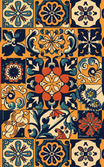 2d vector illustrator colorful vintage Seamless hi res Portuguese tiles Artwork
