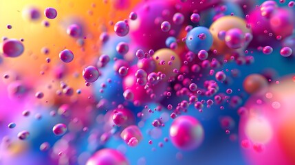 3D rendering of a colorful abstract background with floating bubbles.