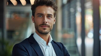 Fototapeta premium A young businessman with a good personality, good looks, a good person, and a professional.