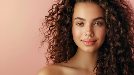 Beautiful young woman with  curly hair, generative Ai