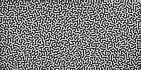 Abstract truing organic wallpaper Turing reaction diffusion monochrome seamless pattern with chaotic motion. Generative algorithm psychedelic background. Reaction-diffusion or truing pattern formation