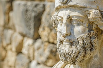 Naklejka premium Weathered stone sculpture with intricate details
