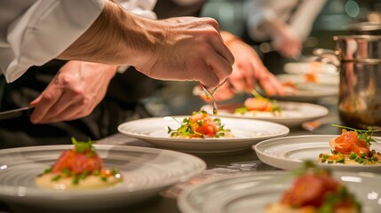 A plate of food with a glass of wine on a table generated by AI