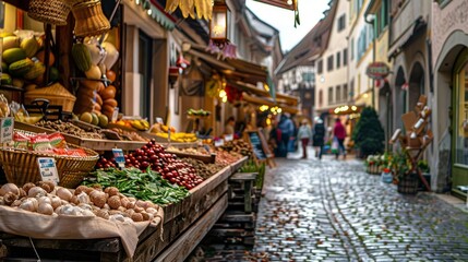 Fototapeta premium Street market in a historic town