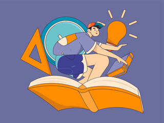 Education and learning people flat vector concept hand drawn illustration
