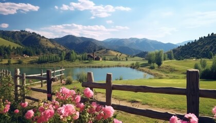 A stunning spring day landscaping views of fertile land surrounded beautiful green vegetation, wide stretches of hills and mountains with clear skies in spring