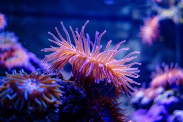 Fototapeta premium Vibrant underwater sea anemone