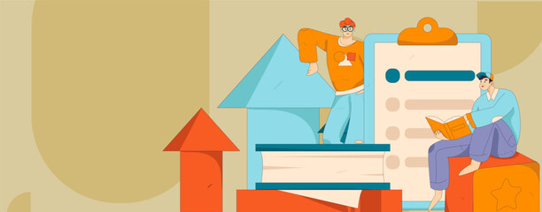 Education and learning people flat vector concept hand drawn illustration
