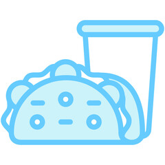 Taco blue color icon, related to street food theme. use for modern concept, web and app development