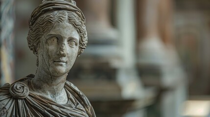 ancient greek statue of a woman with intricate carved details