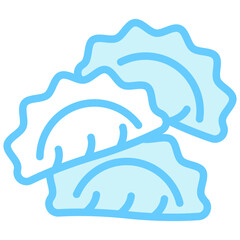 Dumpling blue color icon, related to street food theme. use for modern concept, web and app development