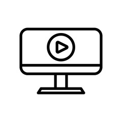 Play video line icon. Video icon. Video and movies icon isolated on white background. Transparent background, minimalist symbol. Vector images