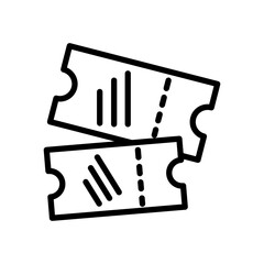 Ticket line icon. Cinema ticket icon. Video and movies icon isolated on white background. Transparent background, minimalist symbol. Vector images