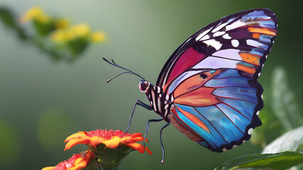 Fototapeta premium a beautifull and colorful butterfly sitting on flower