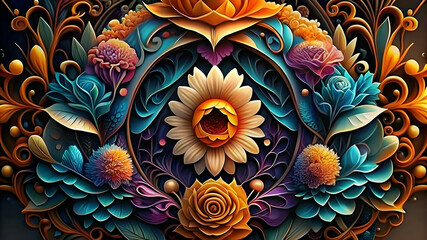 Arabesque Style Background Design Luxury Royal Floral Ornamental Mandala in Dynamic Colors.