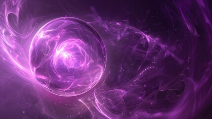 Glowing looped light energy in purple sphere abstract futuristic background